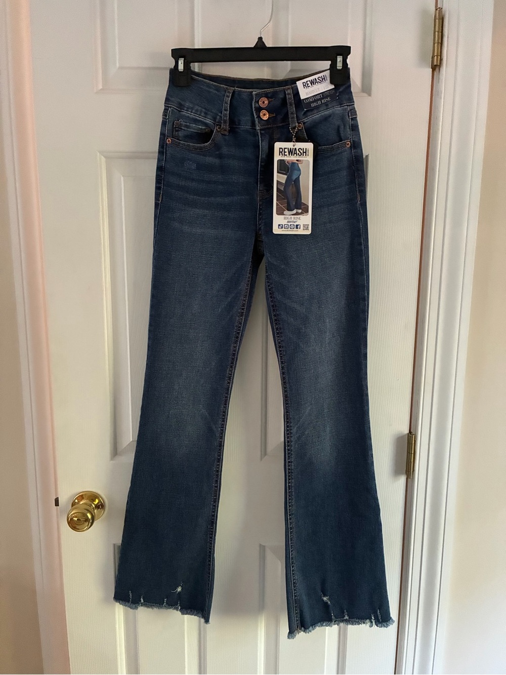 Rewash Women's Indigo Flare Jeans with Raw Hem